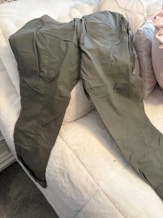 INC International Concepts Olive Green Capris with Pink Floral Embroidery - Picture 7 of 7